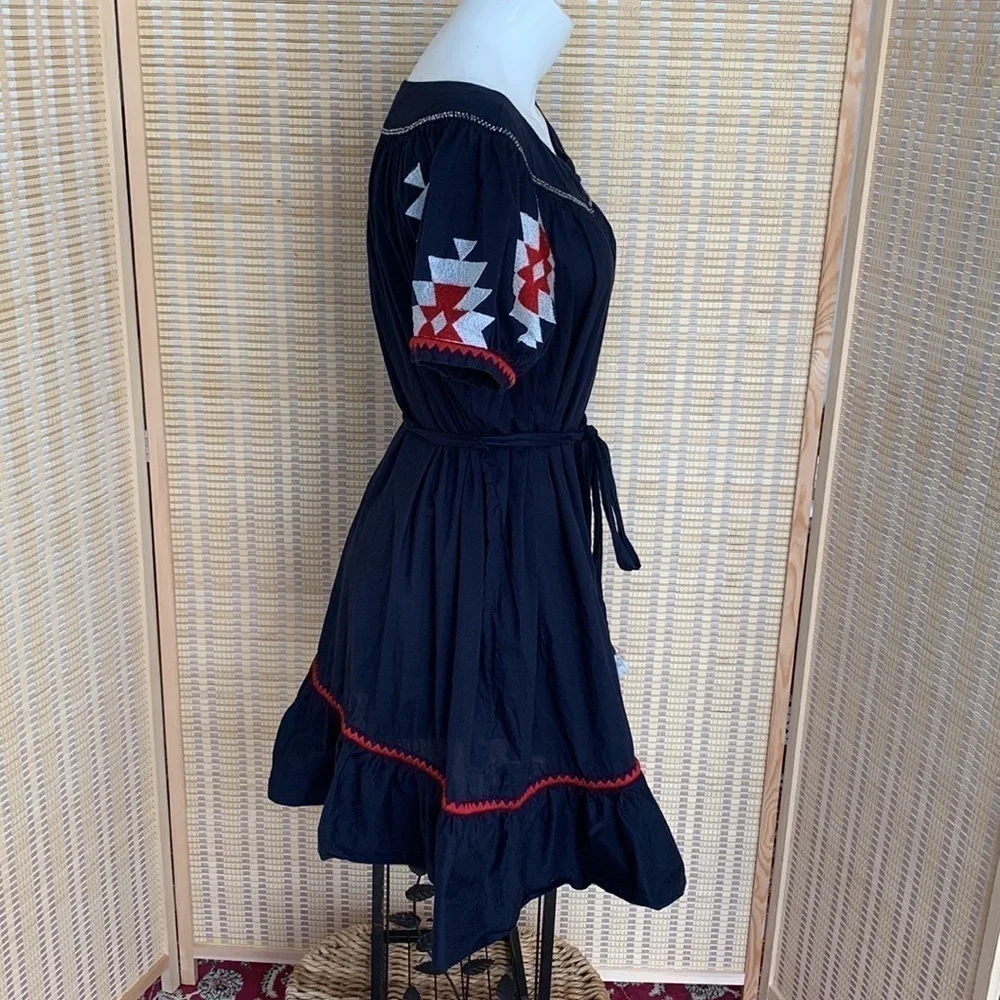 Tory Burch Alicia Embroidered Cotton Voile Boho embroidered Dress, size 10
